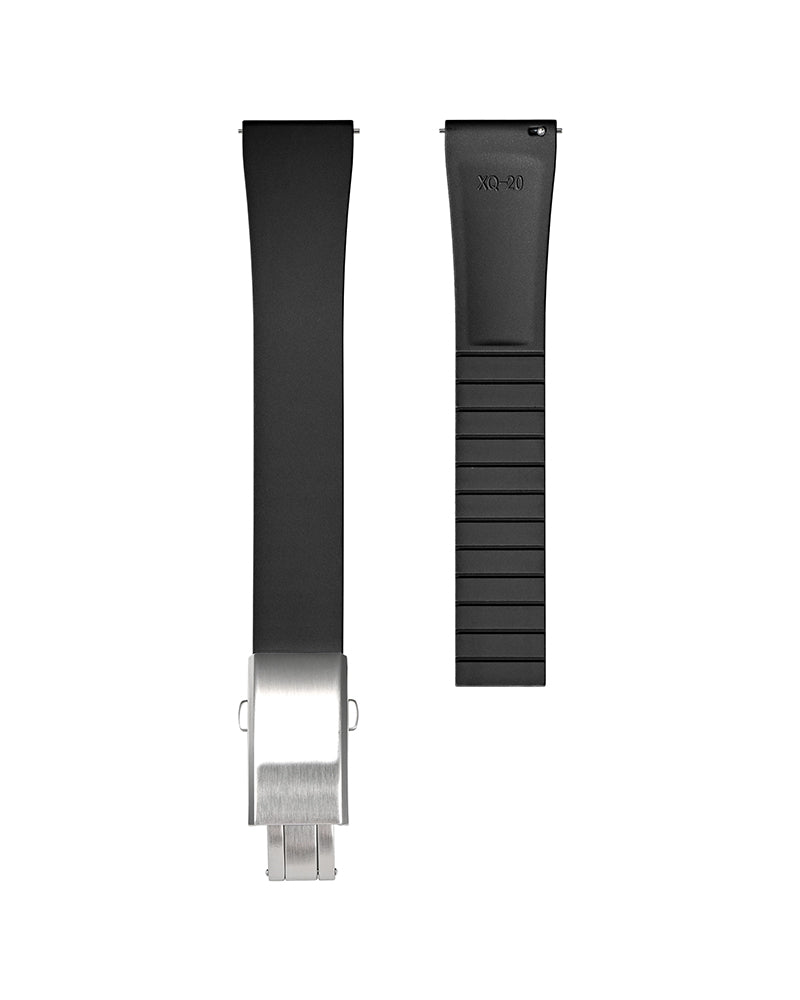 FKM Rubber Watch Strap With 316L Steel Deployant Band Butterfly Clasp