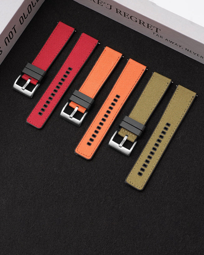 Nylon Canvas Watch Strap With Rubber TPU 20/22/24mm