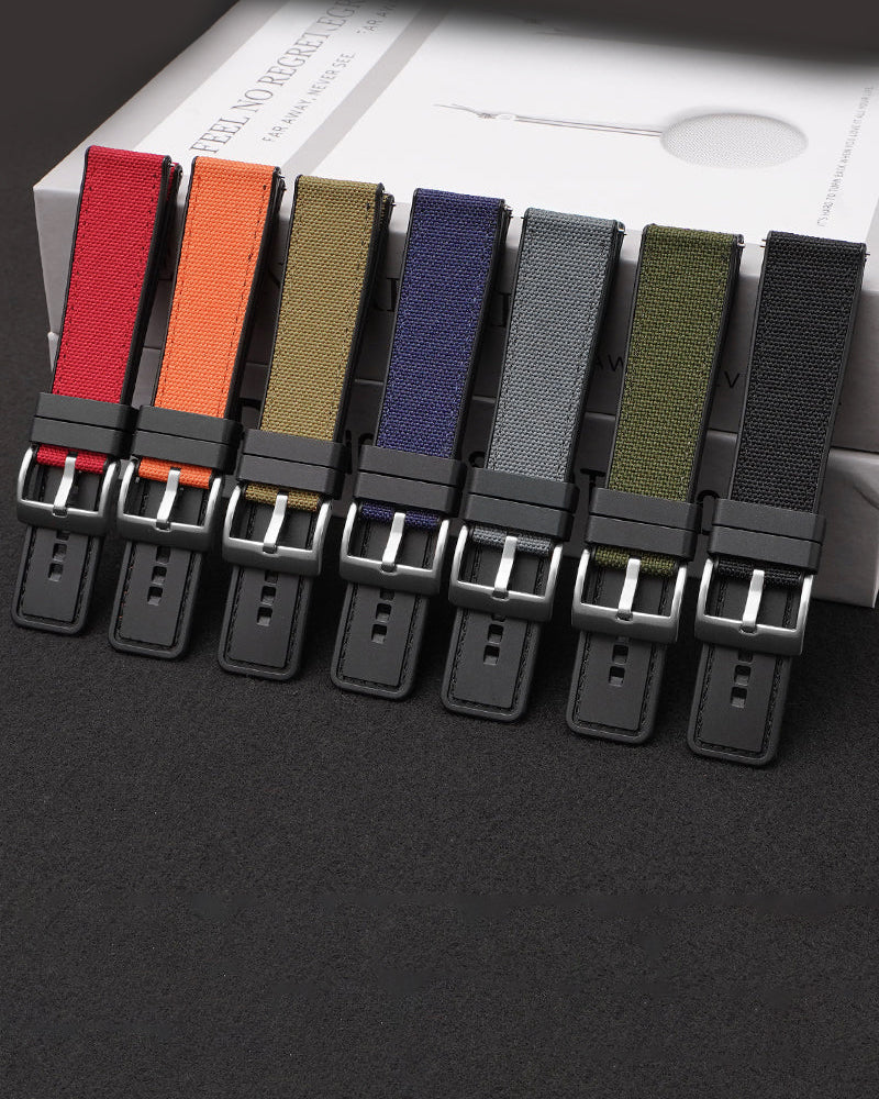 Nylon Canvas Watch Strap With Rubber TPU 20/22/24mm