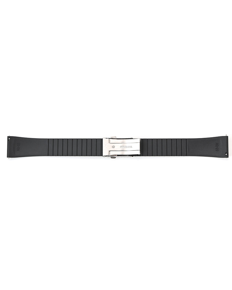 FKM Rubber Watch Strap With 316L Steel Deployant Band Butterfly Clasp