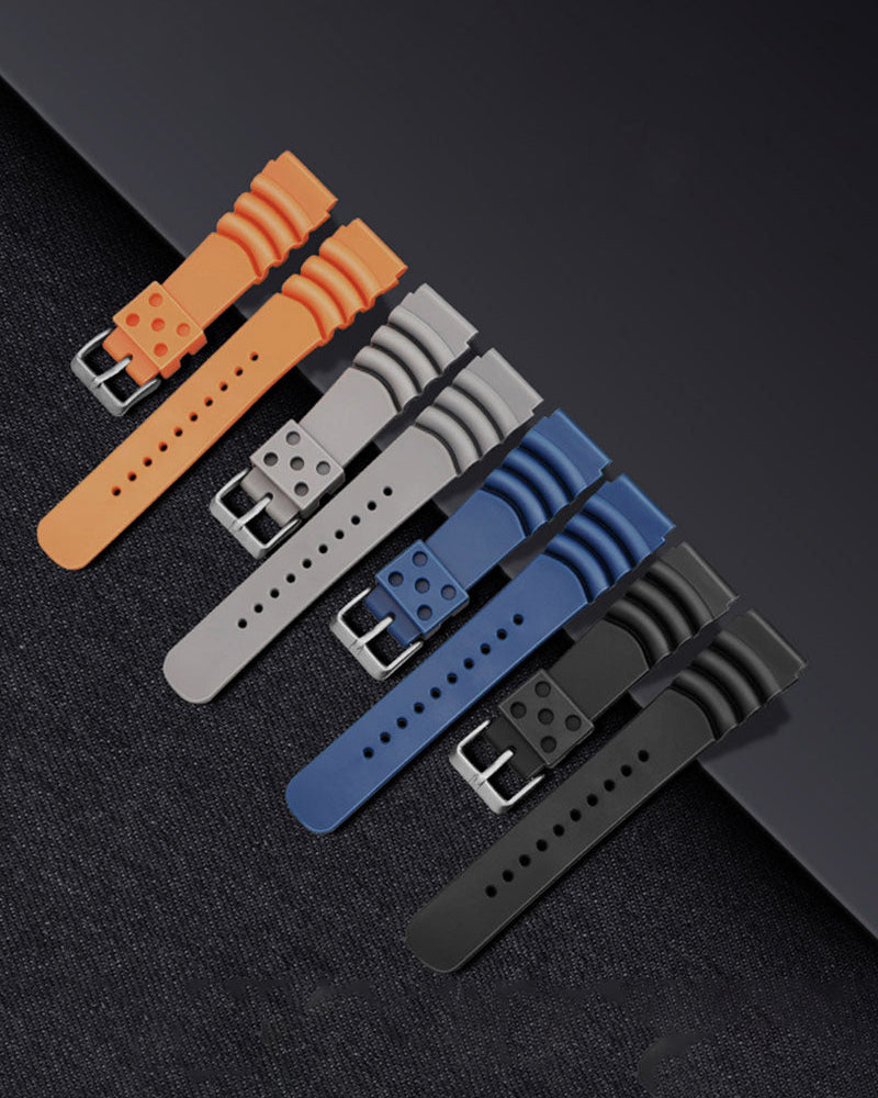 Seiko Divers Watch Strap Rubber Silicone Watch Band Steel Buckle For 20-22mm