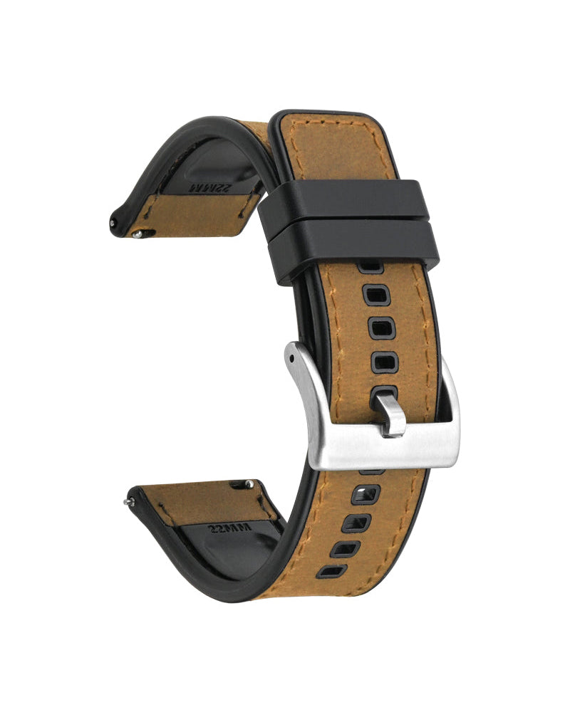 Leather Watch Strap with TPU Backing 20/22/24mm