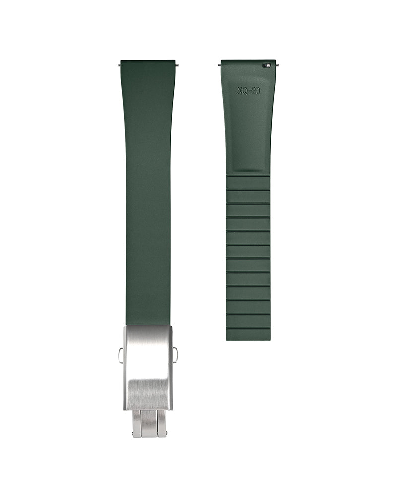 FKM Rubber Watch Strap With 316L Steel Deployant Band Butterfly Clasp