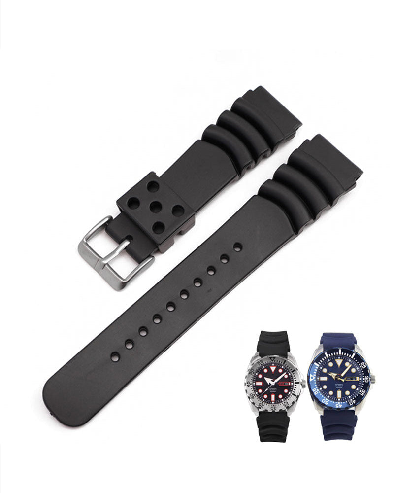 Seiko Divers Watch Strap Rubber Silicone Watch Band Steel Buckle For 20-22mm