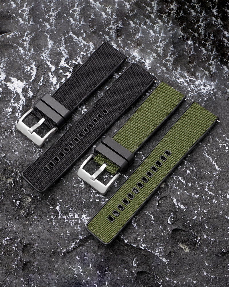 Nylon Canvas Watch Strap With Rubber TPU 20/22/24mm