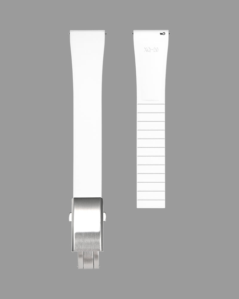 FKM Rubber Watch Strap With 316L Steel Deployant Band Butterfly Clasp