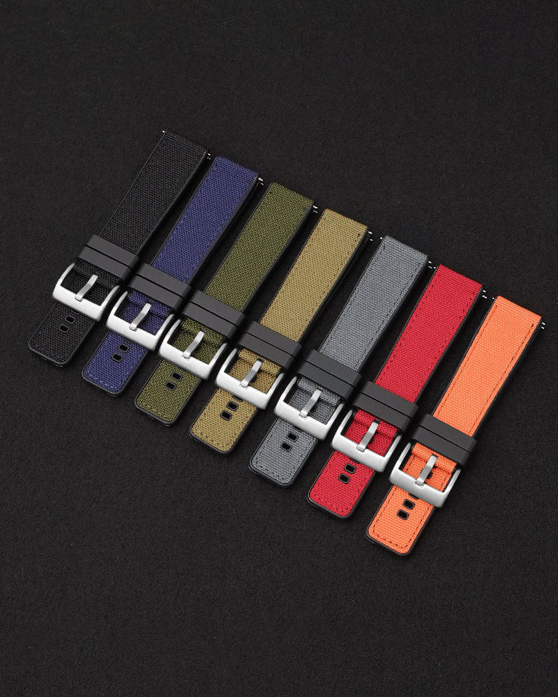 Nylon Canvas Watch Strap With Rubber TPU 20/22/24mm