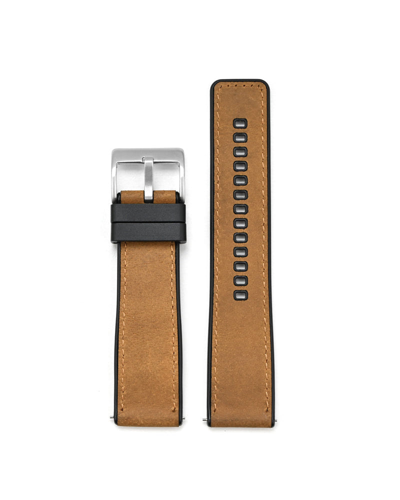 Leather Watch Strap with TPU Backing 20/22/24mm